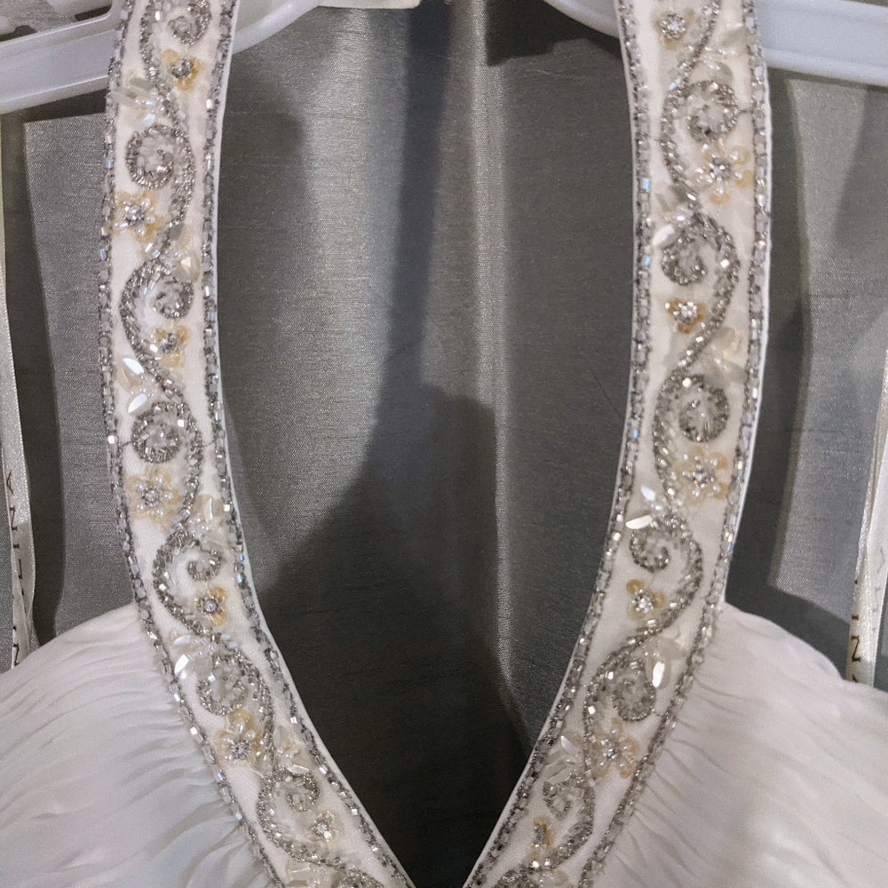 David's Bridal Galina halter dress
